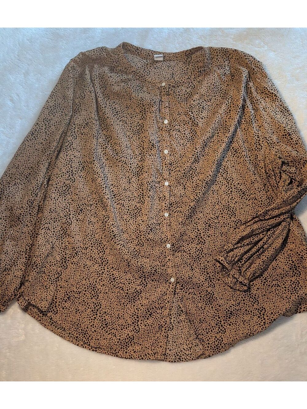 Old Navy XL Brown and Black Animal Print Button-Up Shirt